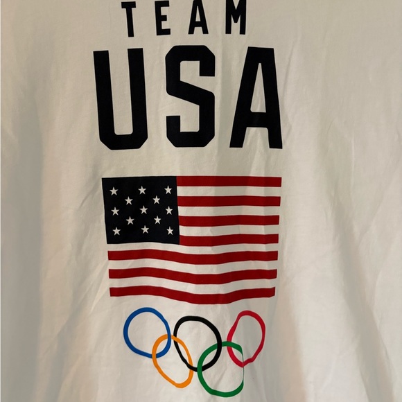 NWOT Team USA Olympic Rings Graphic Tee White Medium Patriotic USA Flag Shirt - Picture 2 of 7